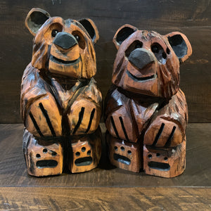 Pine Carved Bear: Sitting up - Rusty Moose Marketplace