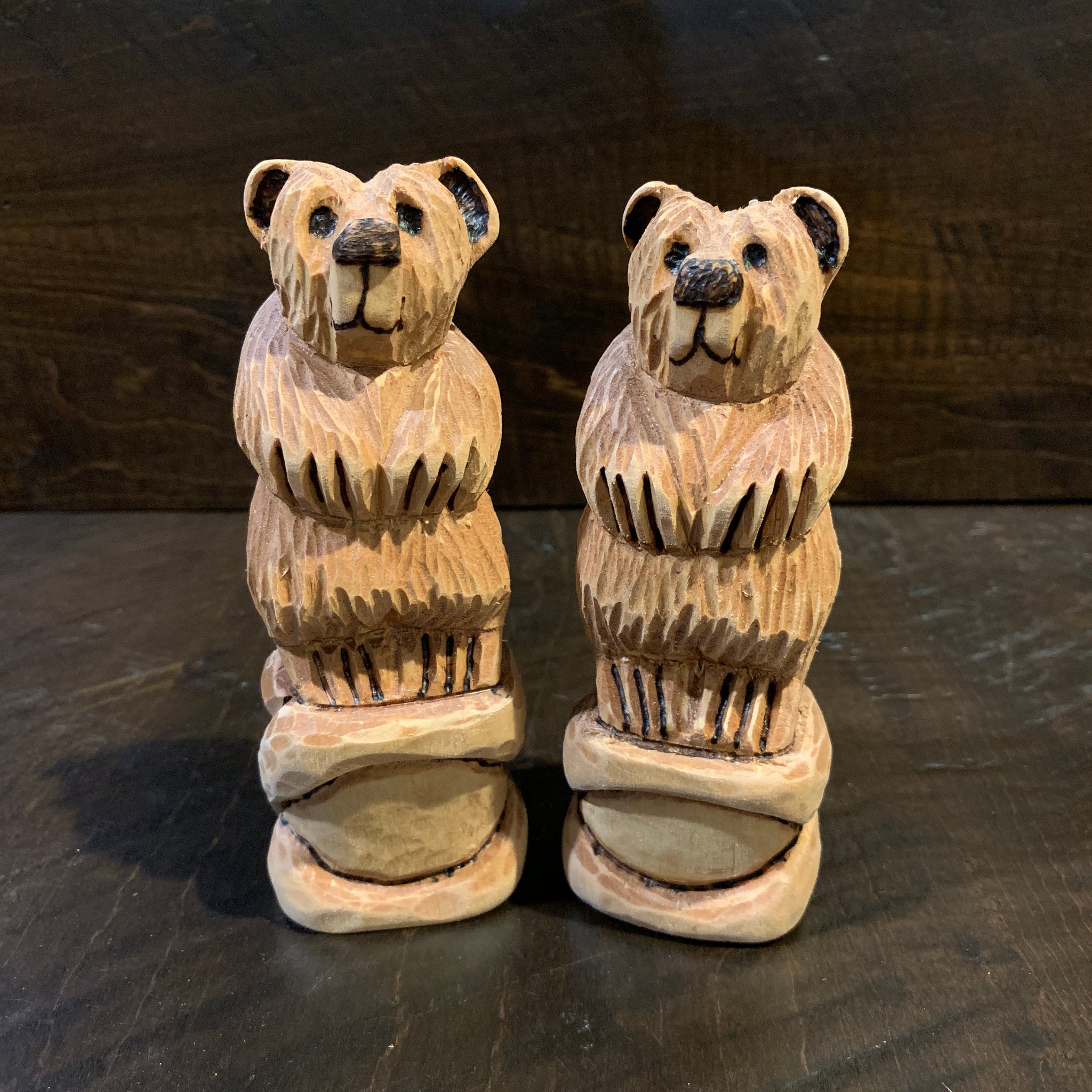 Hand Whittled Bear - rock base – Rusty Moose Marketplace