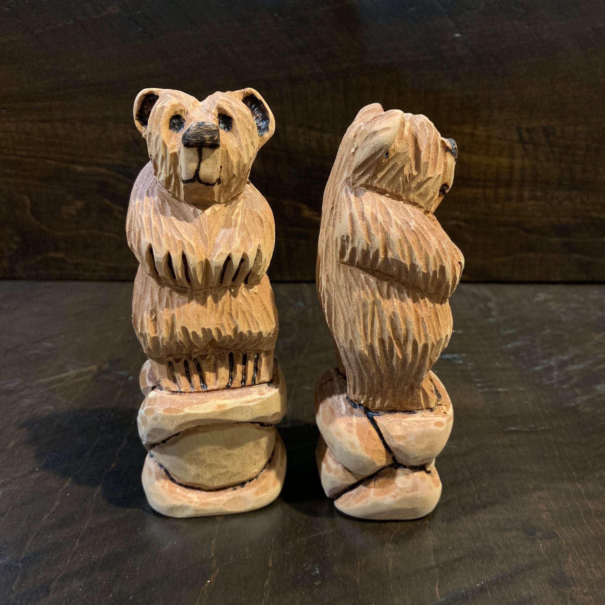 Hand Whittled Bear - rock base – Rusty Moose Marketplace