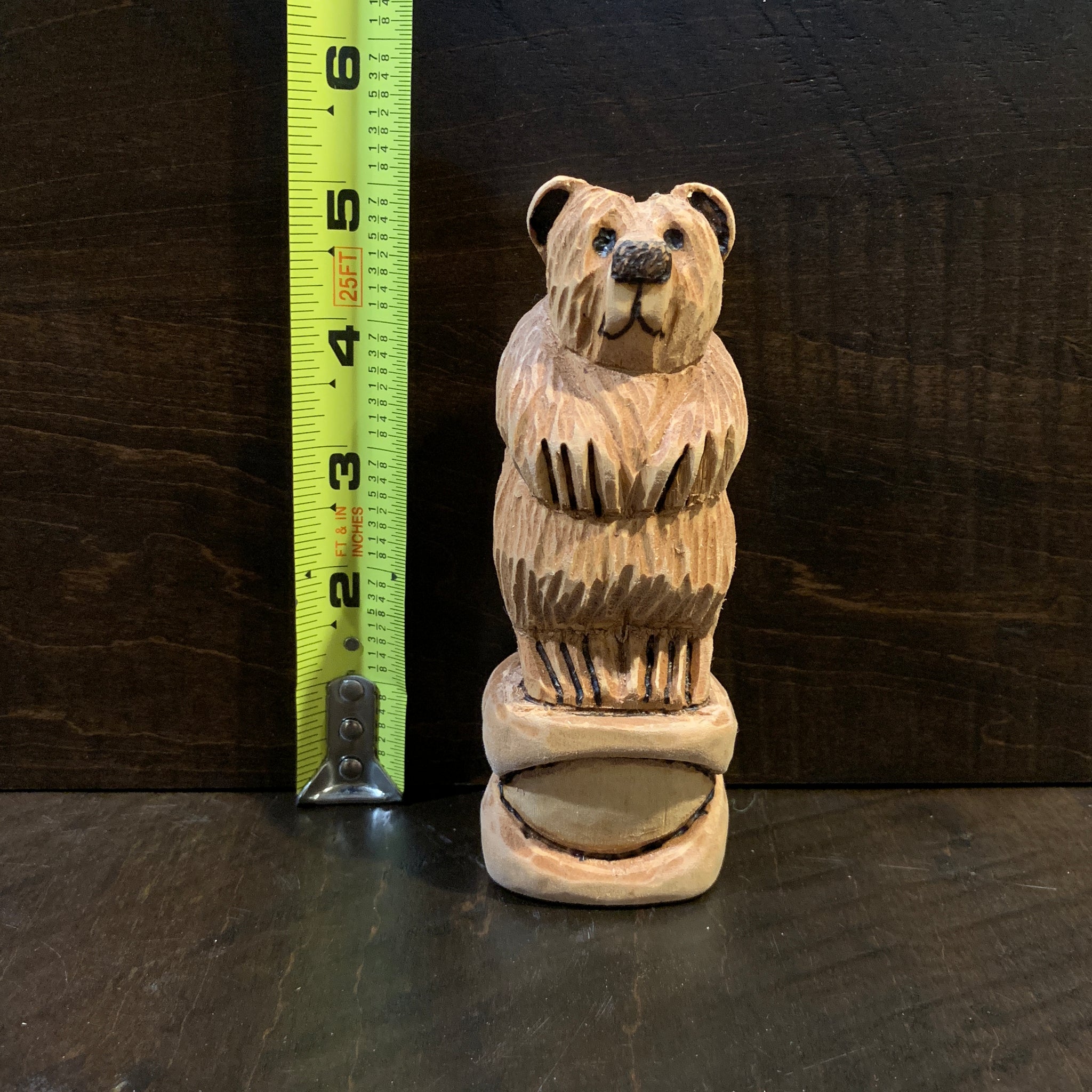Hand Whittled Bear - rock base – Rusty Moose Marketplace