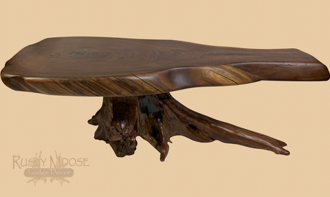 Walnut Coffee Table with turquoise inlay - Rusty Moose Marketplace